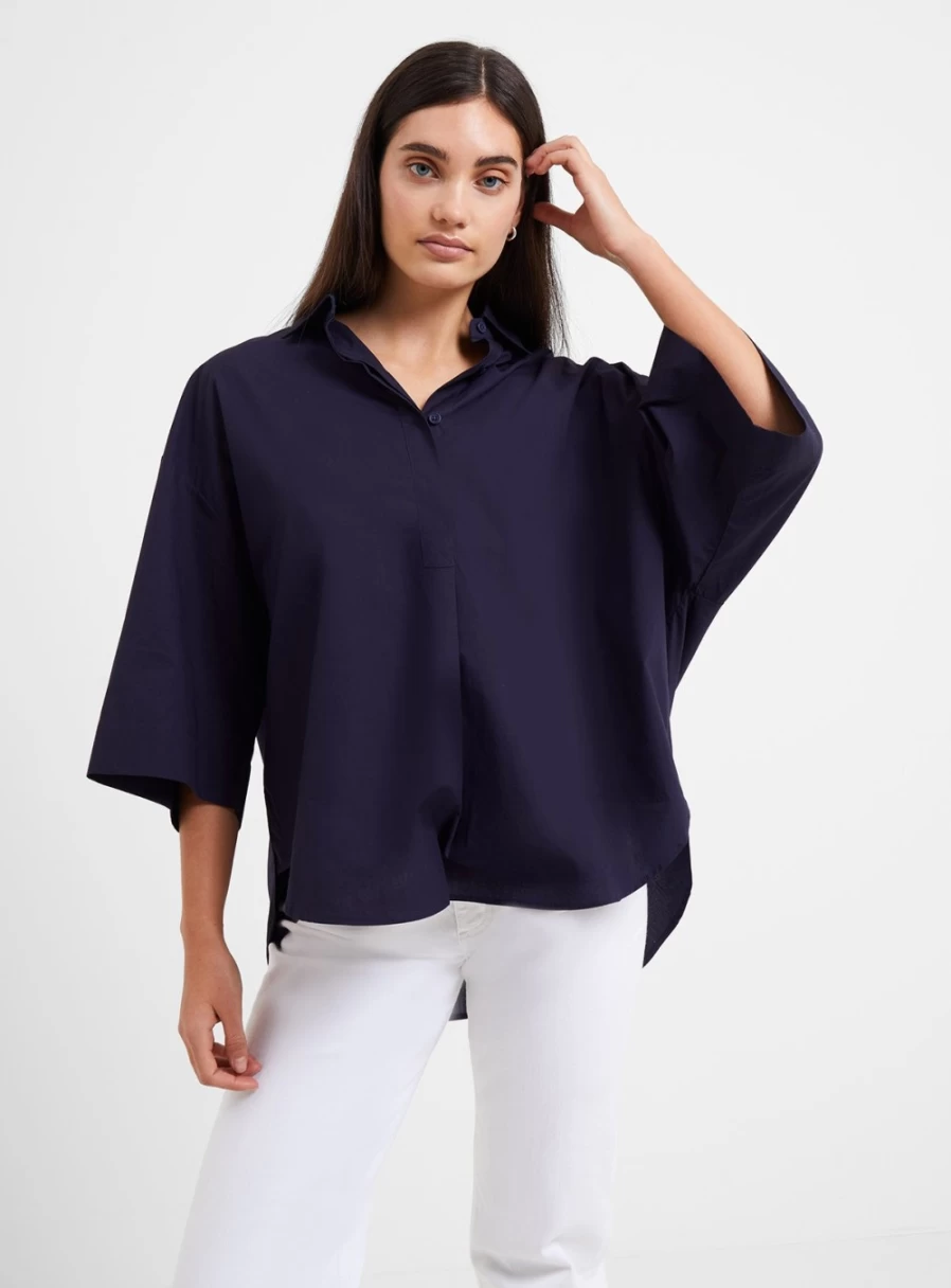 French Connection Women's Rhodes Short Sleeve Poplin Popover Shirt