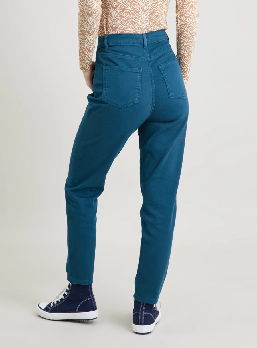 Tu Women's High-Waisted Teal Stretch Mom Jeans - Comfort Fit 8R