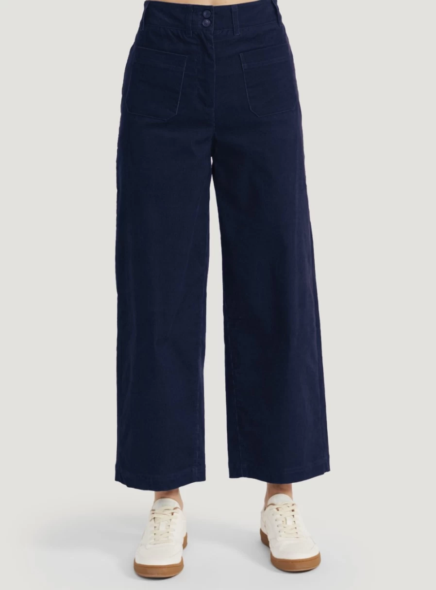 Thought Women's Milou Organic Cotton Corduroy Wide Leg Culottes - Sustainable High Waist Trousers Size 14