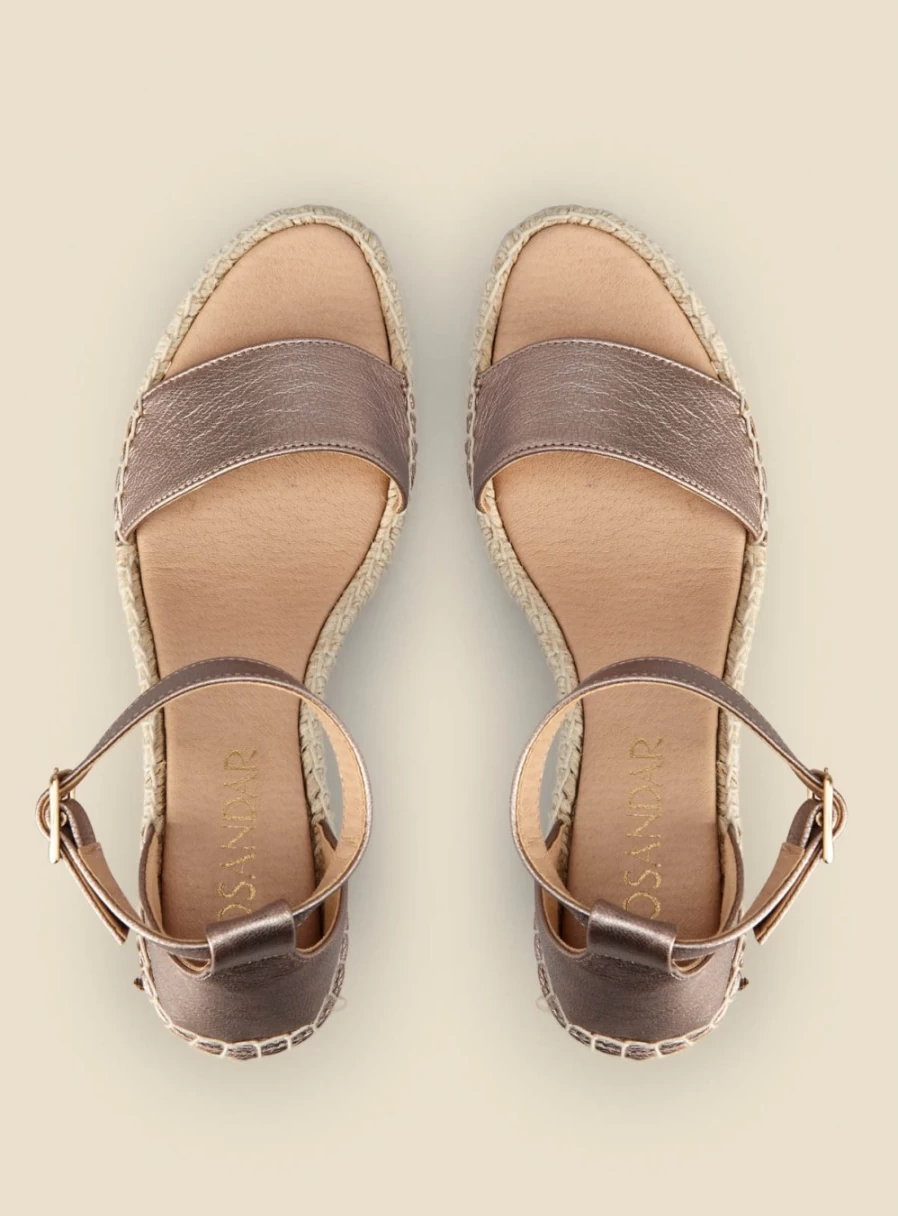 Sosandar Women's Gold Poesy Sandal Wedge Espadrille Shoes Size 6