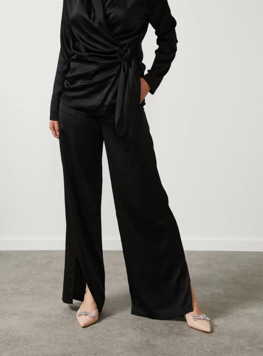 "For All The Love Women's Satin Wide Leg Trousers - Size 14 Coord Set Pants"