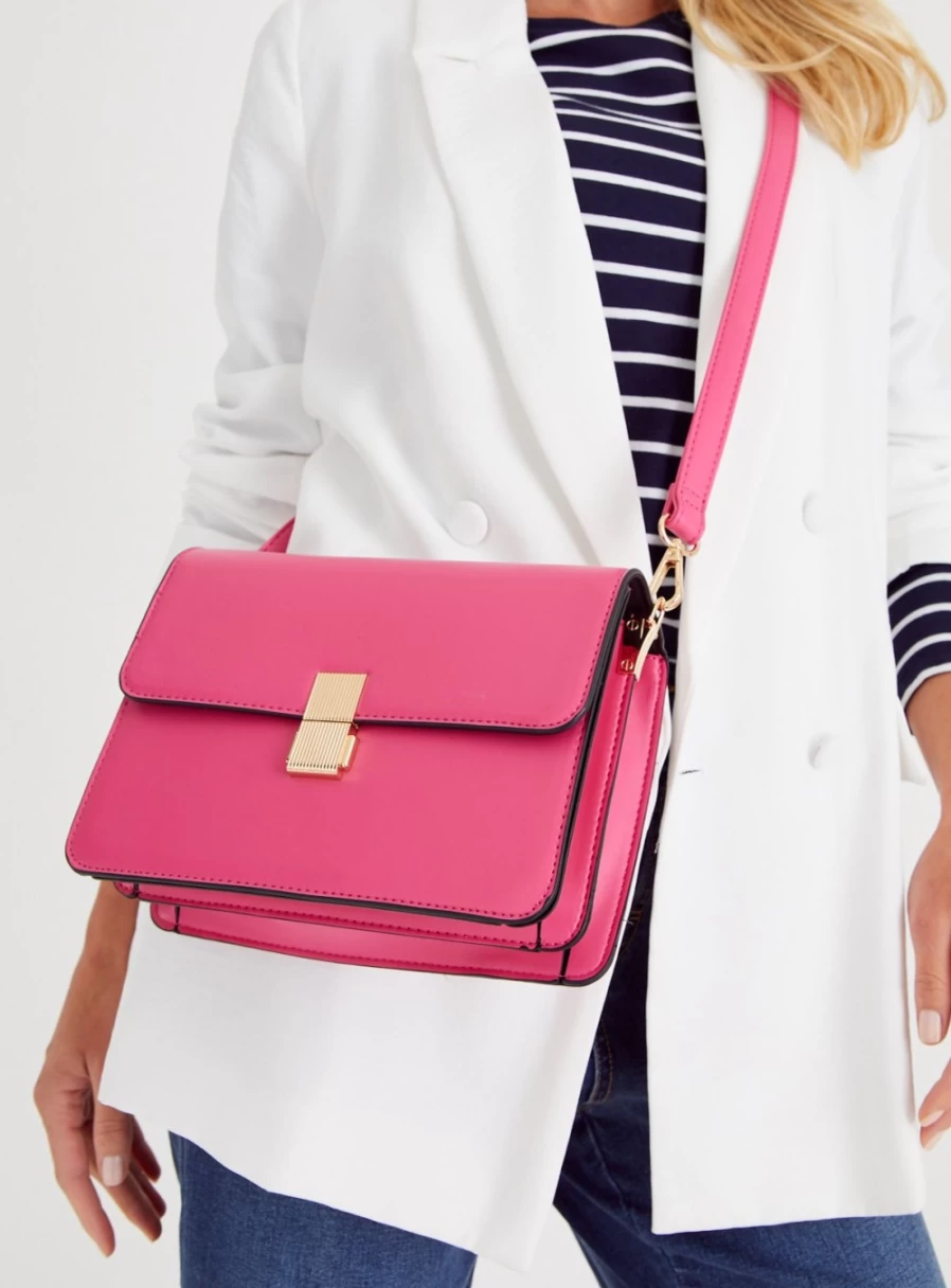 "TU Women's Pink Satchel Crossbody Bag - Stylish One Size Handbag for Everyday Use"