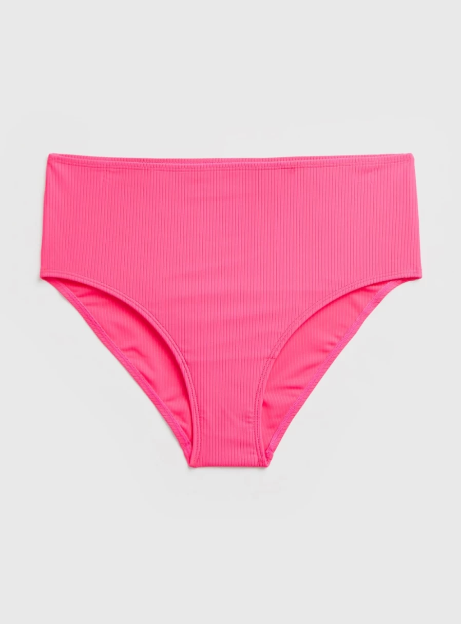 Tu Women's Bright Pink High Waisted Bikini Bottoms - Size 14 | Sexy Swimwear for Summer
