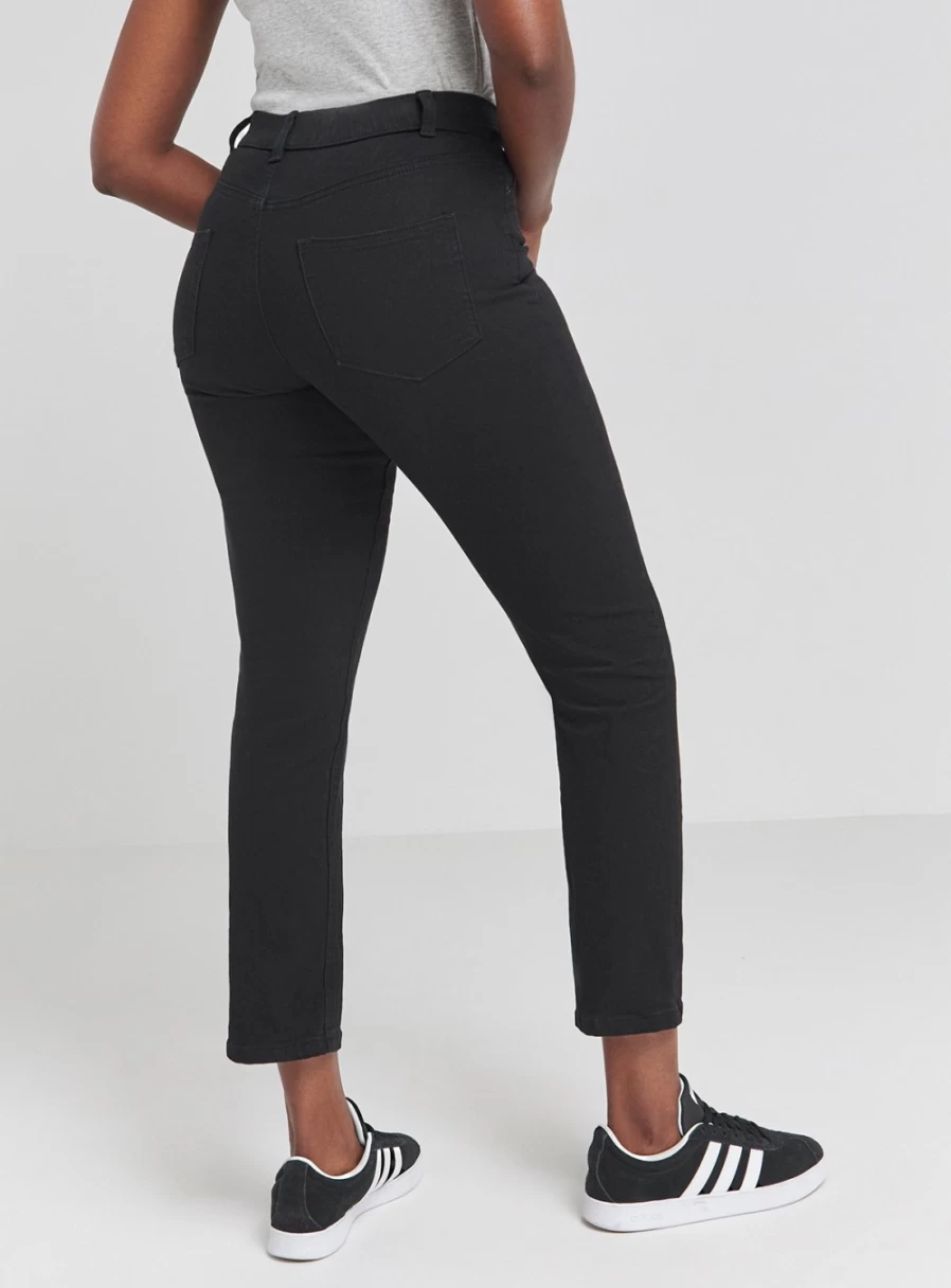 Simply Be Women's 24/7 Black Straight Leg Jeans - Size 32