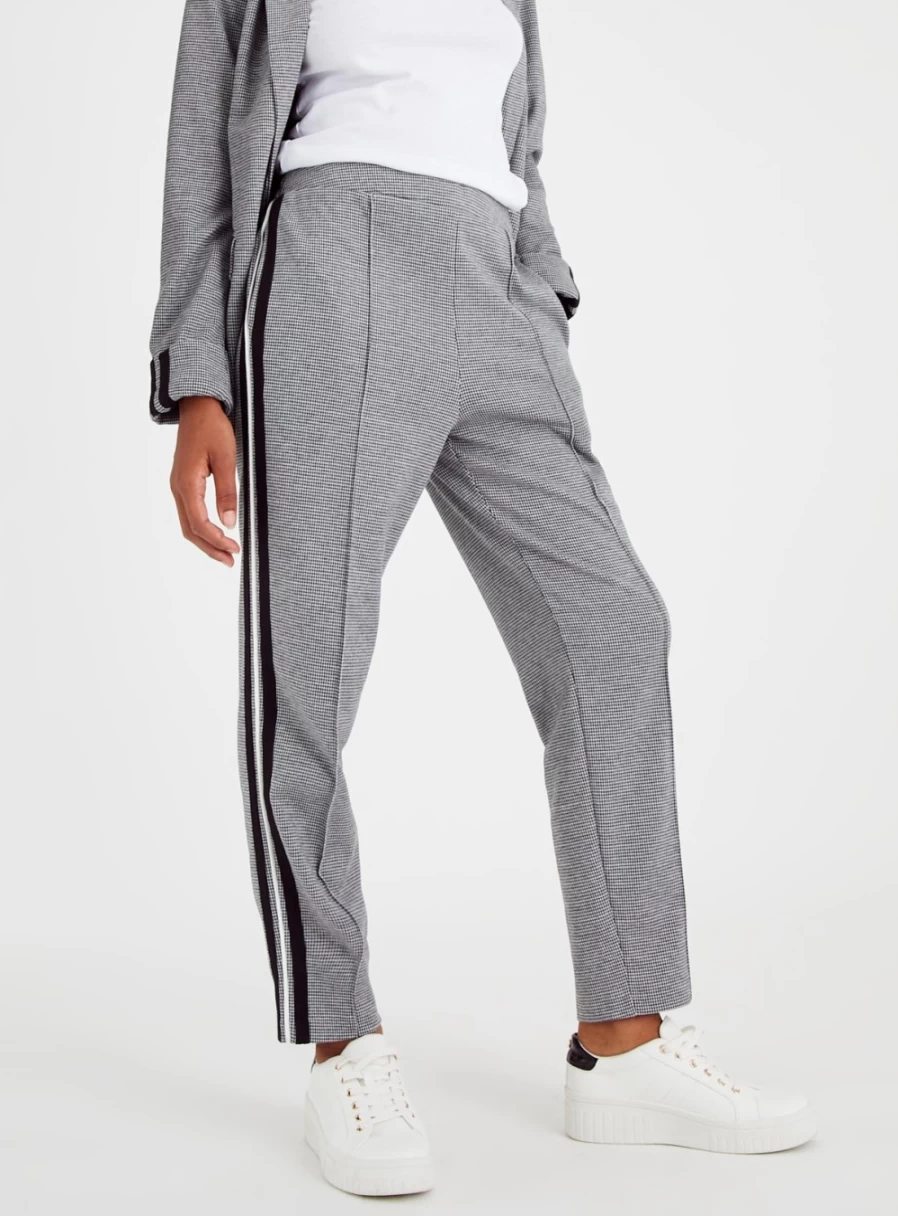 Tu Women's Black & White Dogtooth Print High-Waisted Ponte Pull-On Trousers Size 10L Stretch Comfort Pants