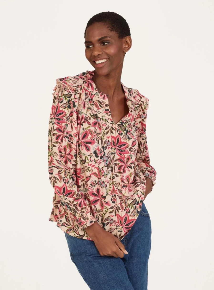 "Thought Women's Faye Lenzing Ecovero Dobby Blouse - Sustainable Eco-Friendly Top"