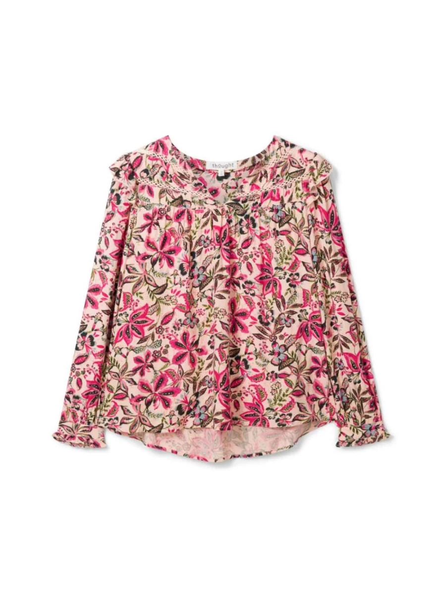 "Thought Women's Faye Lenzing Ecovero Dobby Blouse - Sustainable Eco-Friendly Top"