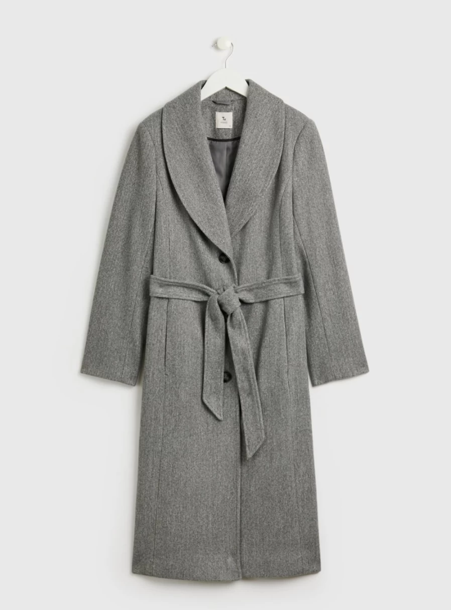 "Tu Petite Women's Petite Grey Shawl Collar Coat Size 6"