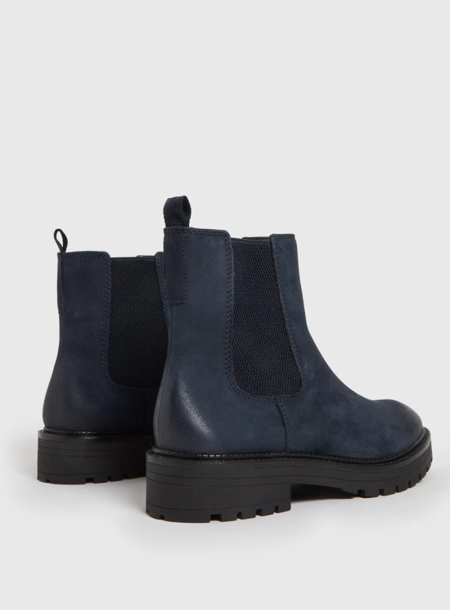 Women's Navy Blue Leather Chelsea Boots by Tu - Comfortable & Stylish Ankle Boots for Women
