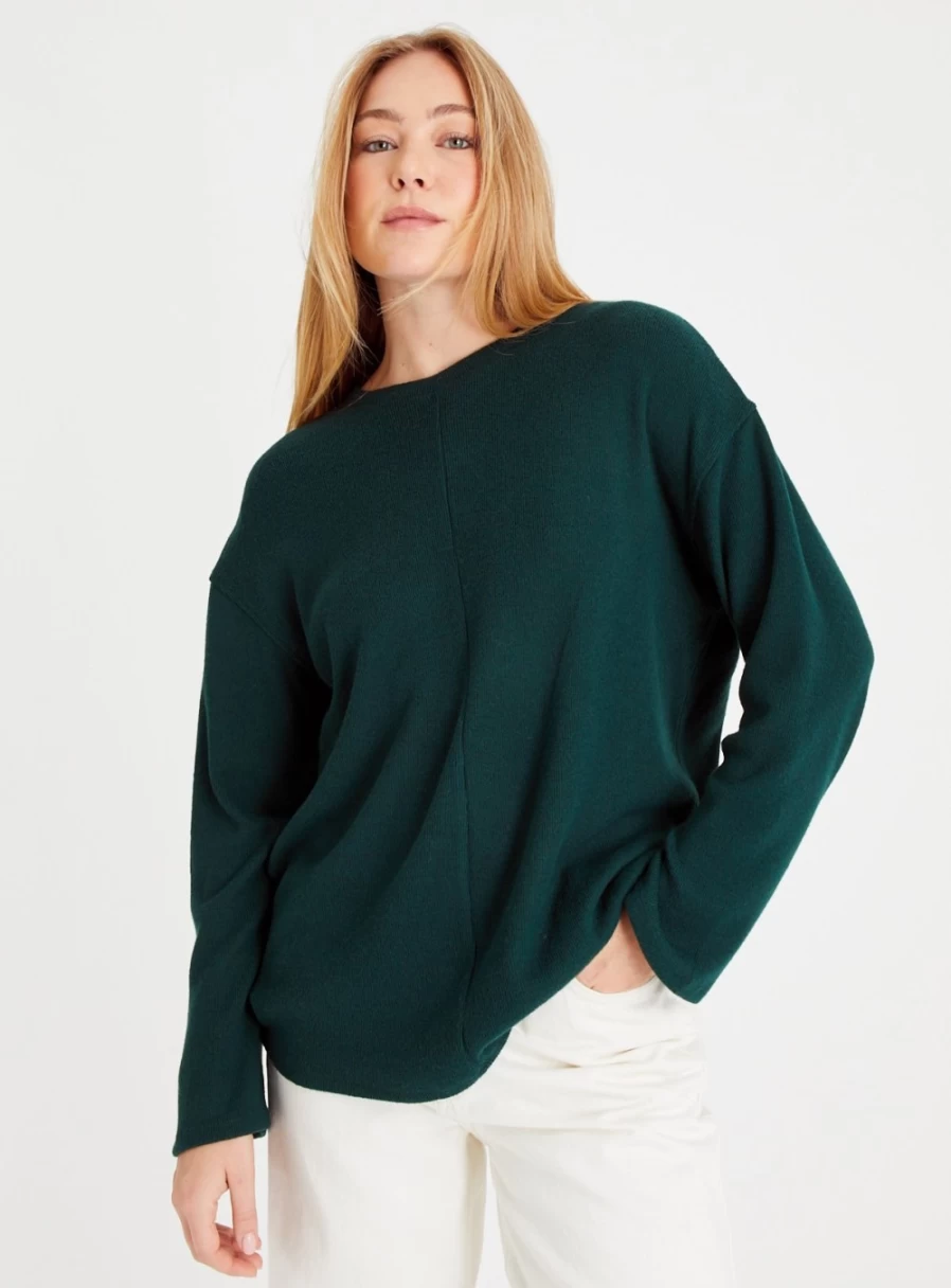 Tu Women's Dark Green Drop Shoulder Coordinated Top - Stylish Casual Blouse