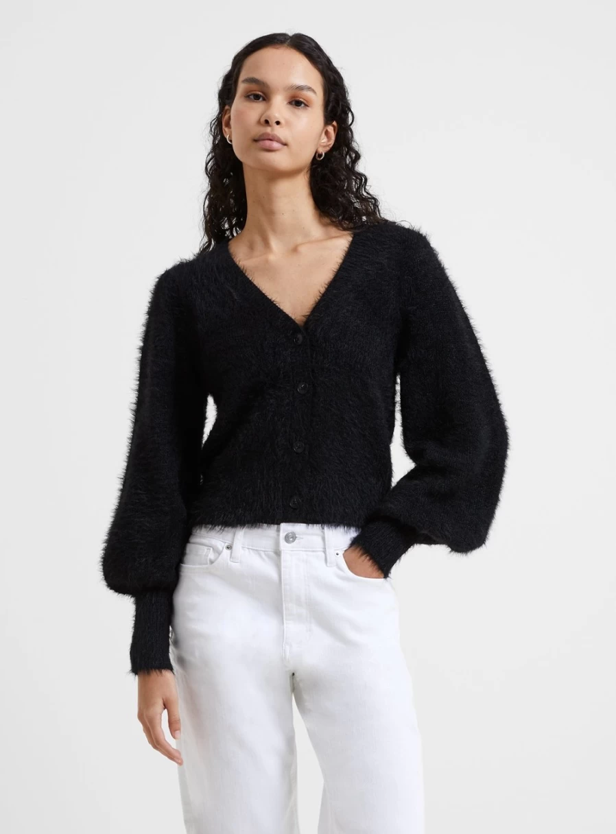 French Connection Women's Meena Fluffy Long Sleeve Cardigan - XS Cozy Knit Sweater