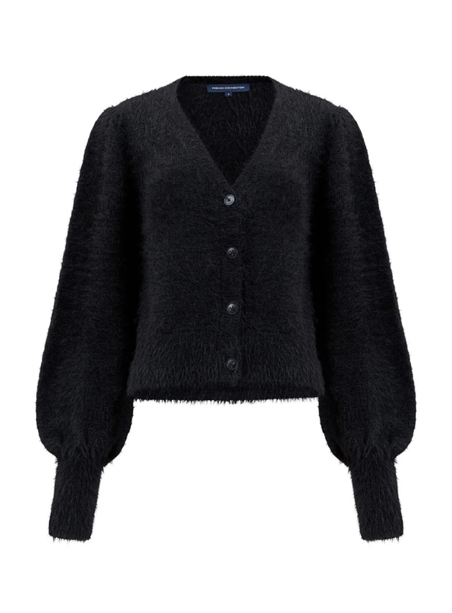 French Connection Women's Meena Fluffy Long Sleeve Cardigan - XS Cozy Knit Sweater