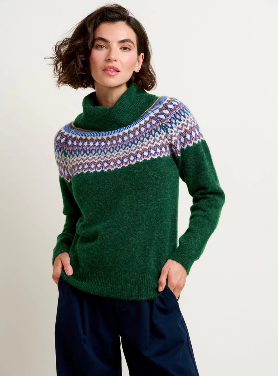 Brakeburn Women's Scandi Roll Neck Knitted Jumper - Cozy Winter Sweater for Women