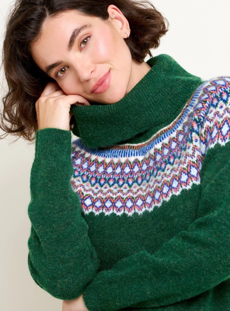 Brakeburn Women's Scandi Roll Neck Knitted Jumper - Cozy Winter Sweater for Women