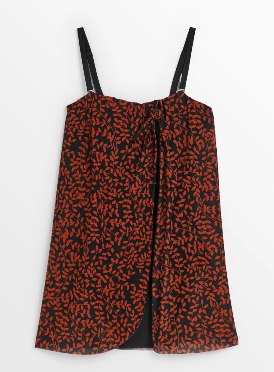 "Tu Women's Brown Leaf Print Sarong Swim Dress - Beach Cover-Up - Size 22"