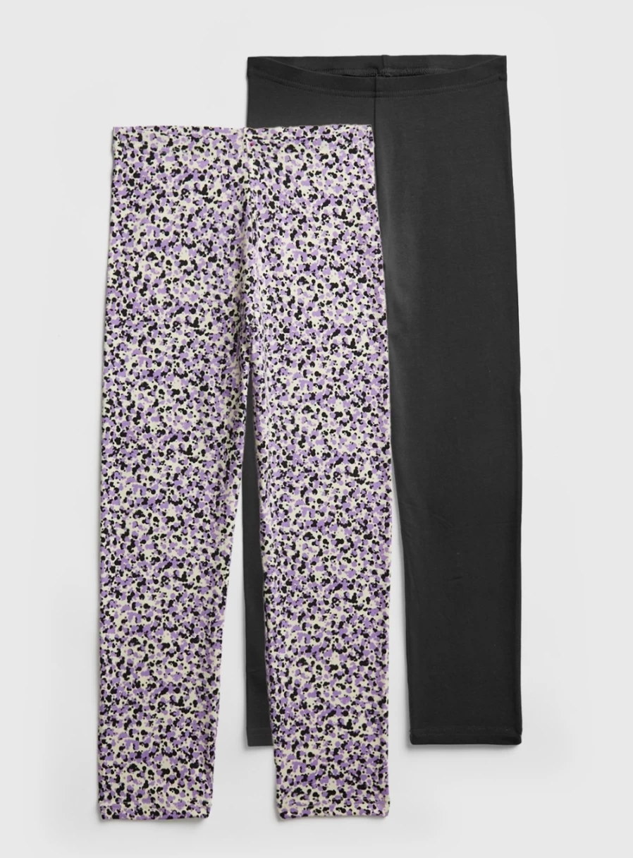 Tu Women's Black & Lilac Leopard Print High-Waisted Crop Leggings - Size 12-14, Fashion Yoga Workout Pants