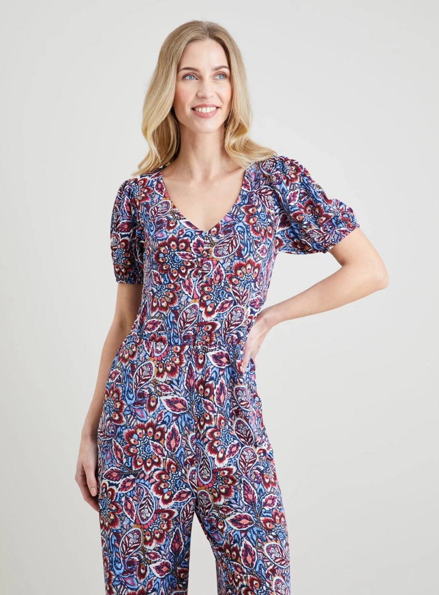 Tu Women's Paisley Floral Print Crinkle Jumpsuit - Size 8, Boho Chic Romper