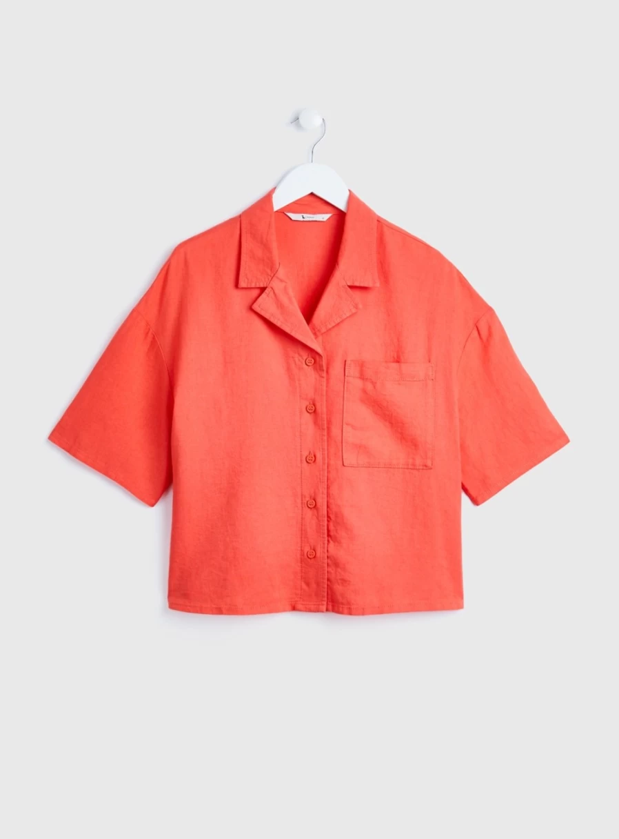 Tu Women's Coral Open Collar Casual Shirt - Stylish Summer Top