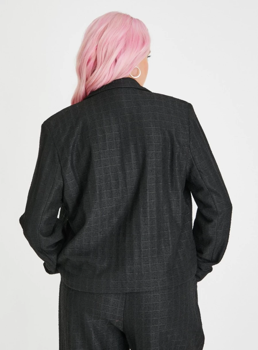 "Tu Women's Black Boucle Boxy Blazer Jacket - Size 18"