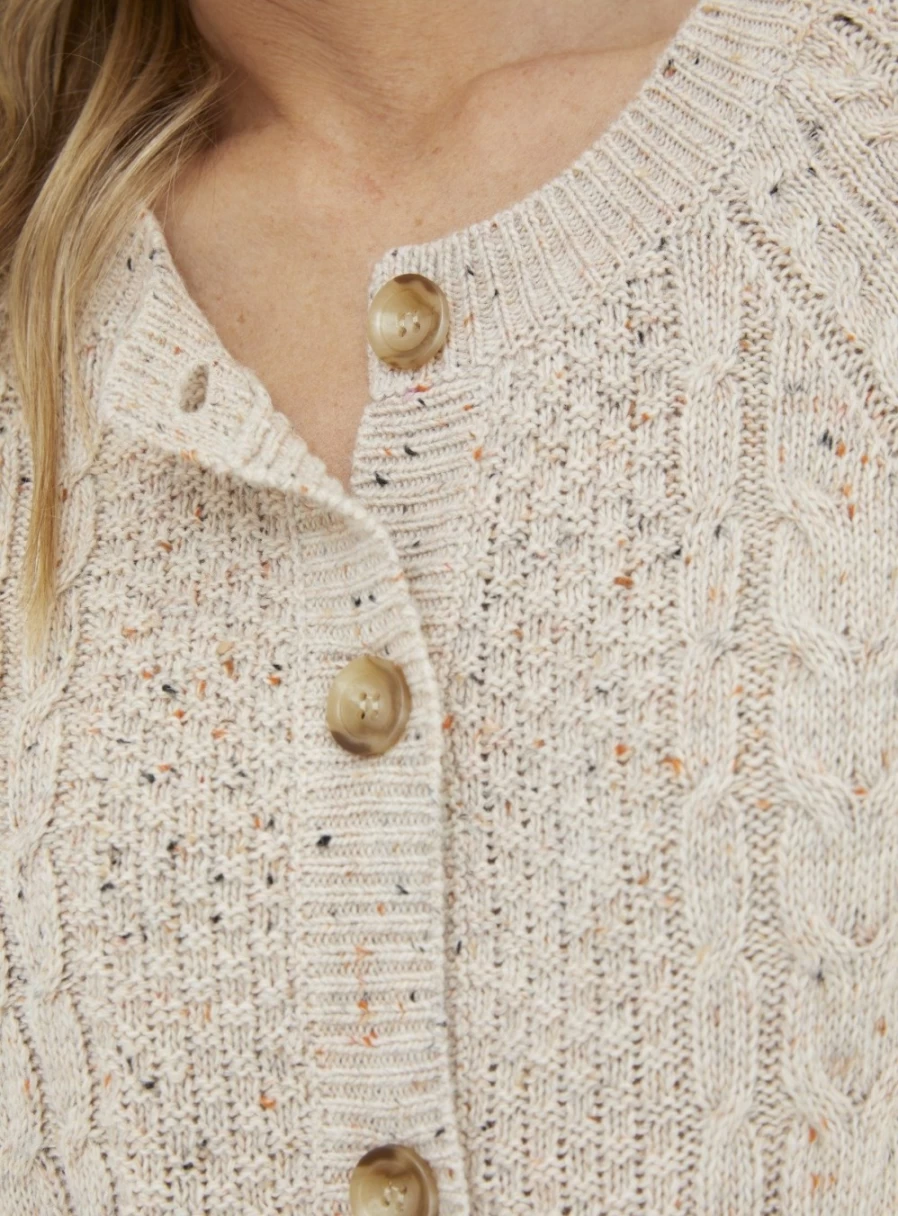 FatFace Women's Chloe Cable Knit Crew Neck Cardigan Sweater - Size 8