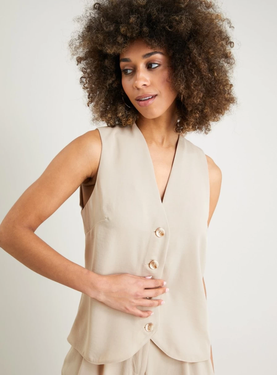 Tu Women's Stone Coordinated Waistcoat - Size 24, Stylish Layering Vest