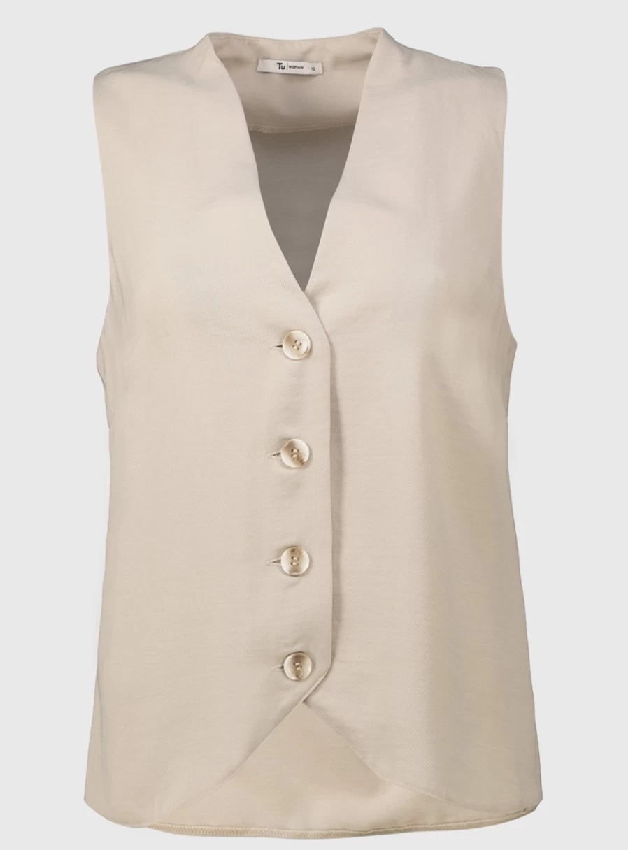 Tu Women's Stone Coordinated Waistcoat - Size 24, Stylish Layering Vest
