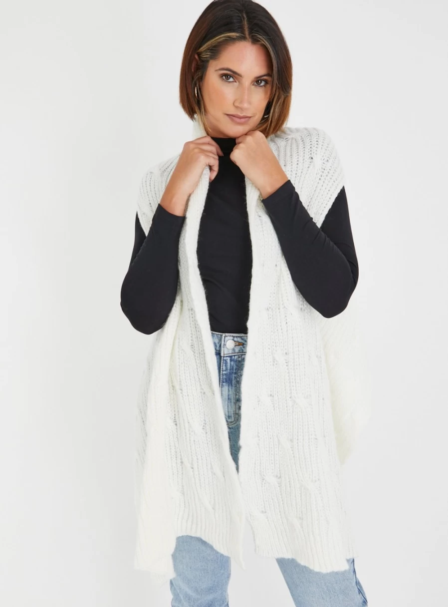 Tu Women's 2 In 1 Cream Cape Scarf & Shawl Wrap - One Size Fashion Accessory