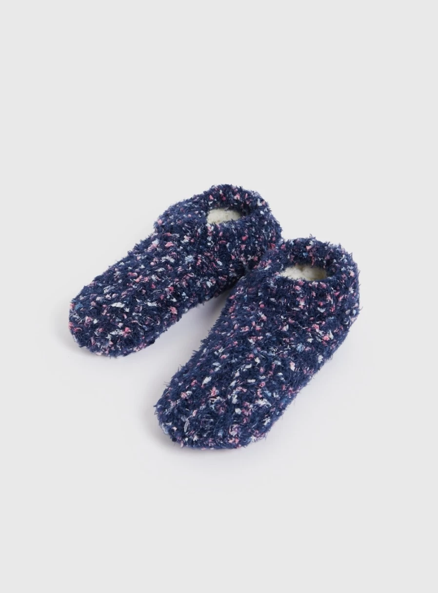 "Tu Women's Navy Blue Popcorn Footsie Slippers - Cozy Home Shoes Size 4-6"