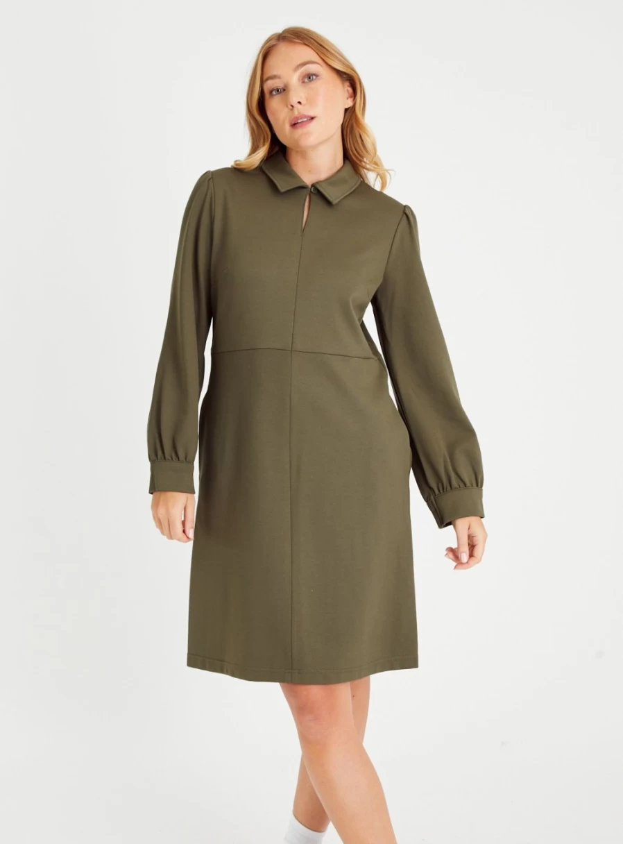 Tu Women's Khaki Ponte Shift Dress - Classic Fit, Versatile 20 Style