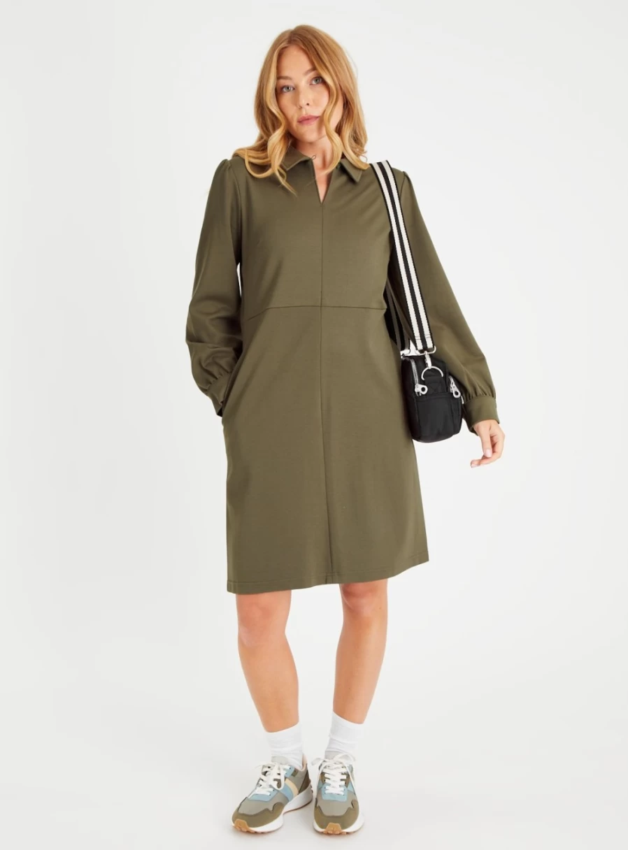 Tu Women's Khaki Ponte Shift Dress - Classic Fit, Versatile 20 Style