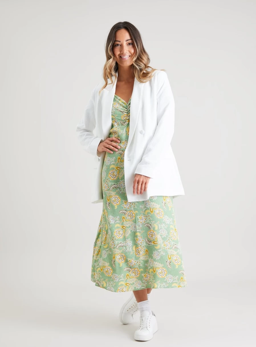 Tu Women's Green Floral Sweetheart Neck Midi Dress - Elegant 10 Style Summer Party Outfit