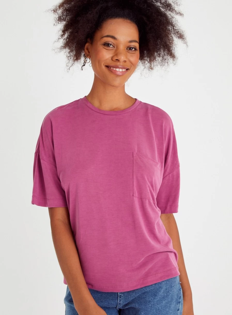 Tu Women's Pink Oversized T-Shirt - Soft Cotton Relaxed Fit Casual Top Size 16