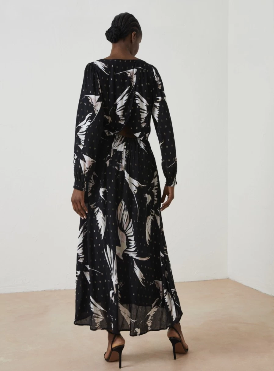 FatFace Women's Elaine Swallow Print Midi Dress - Size 10 | Floral Summer Dress