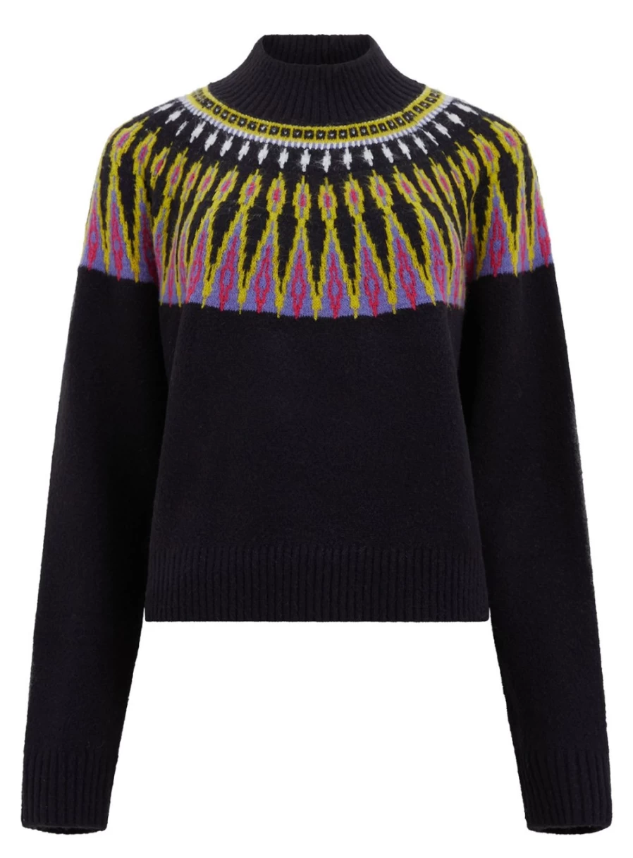 French Connection Women's Jolee Cotton Fairisle Knit Sweater