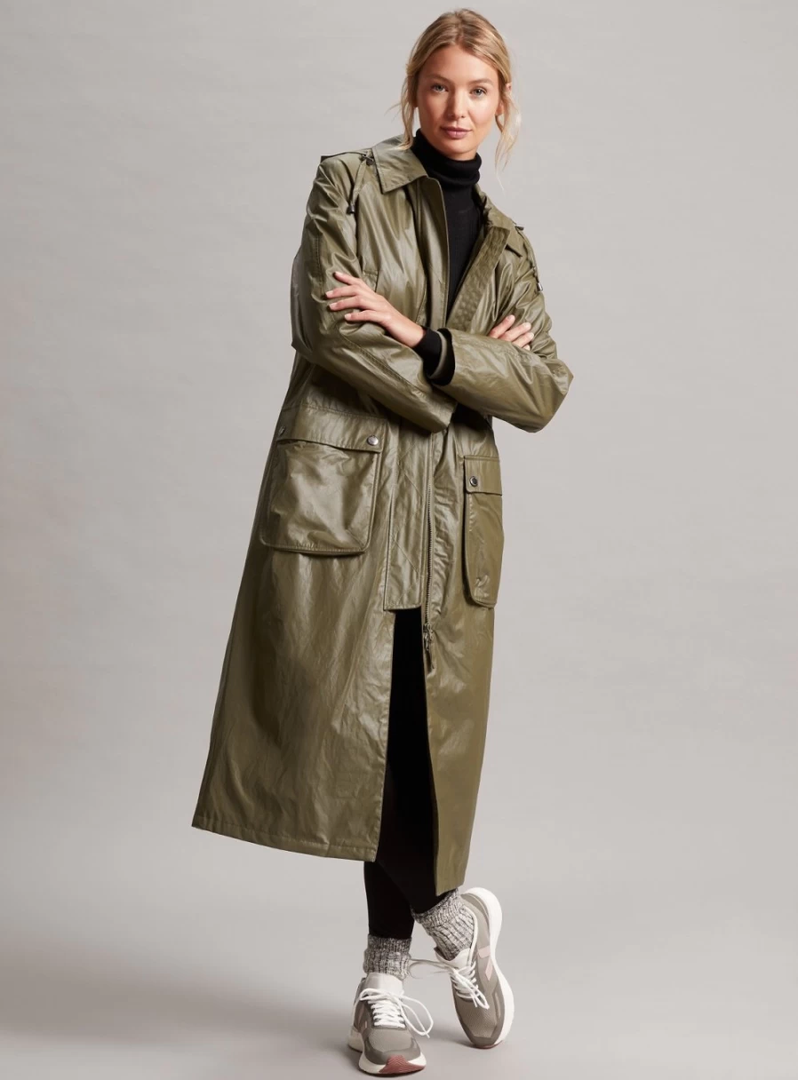 "Four Seasons Women's Water-Resistant Long Coat with Four-Season Comfort"