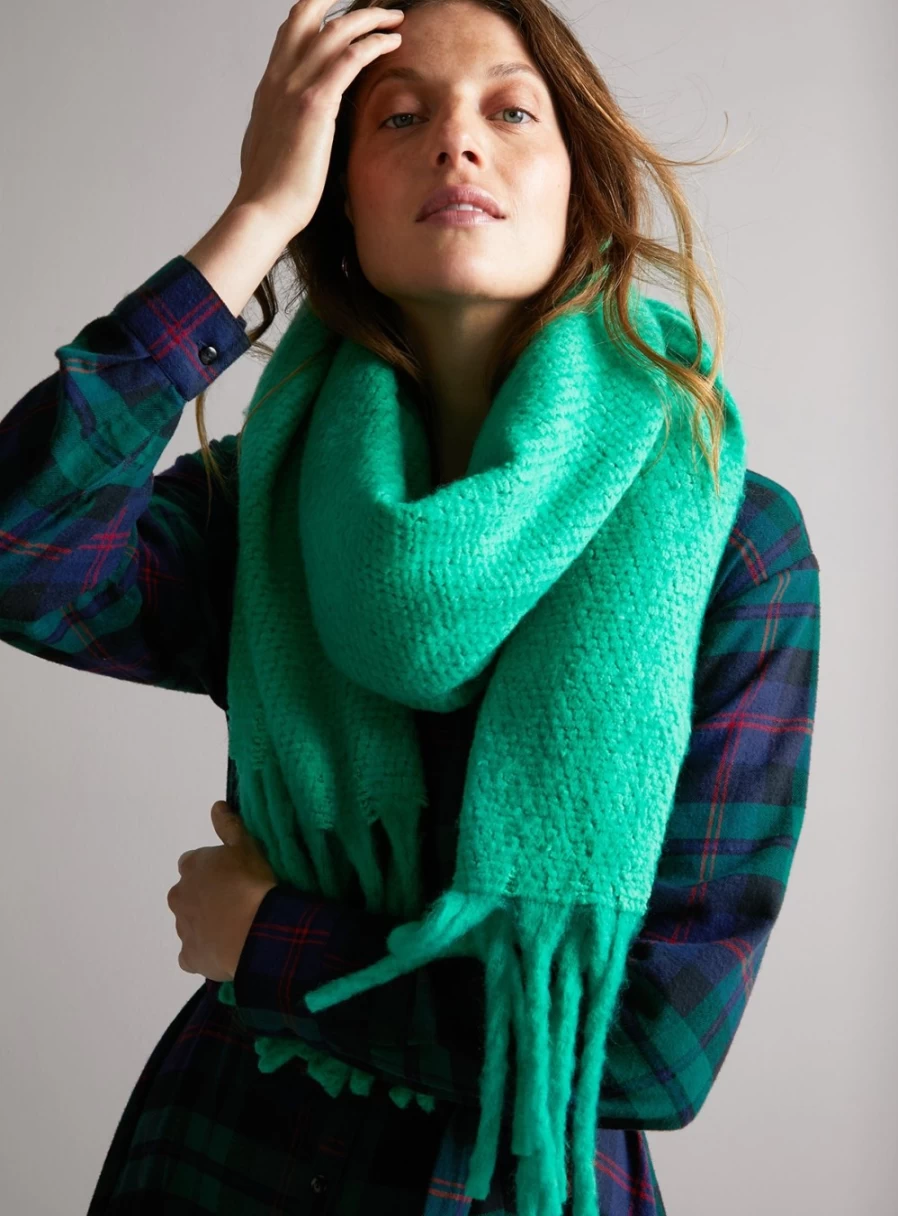 Tu Women's Green Chunky Chenille Scarf - Soft Oversized Winter Wrap, One Size Fits All