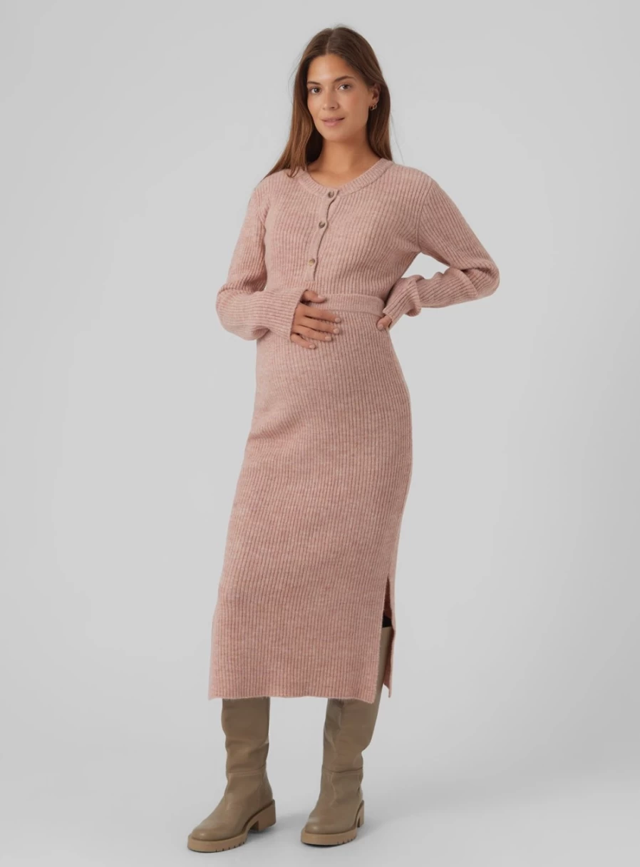 MAMALICIOUS Women's Misla Knit Midi Skirt - Soft Stretch Comfortable Casual Wrap Style