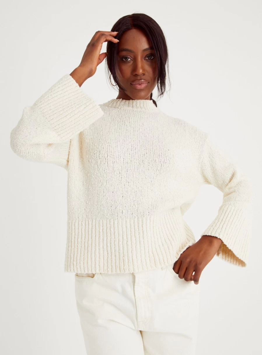 "Tu Women's Cream Popcorn Knit Jumper - Cozy Cable Knit Sweater Size 24"