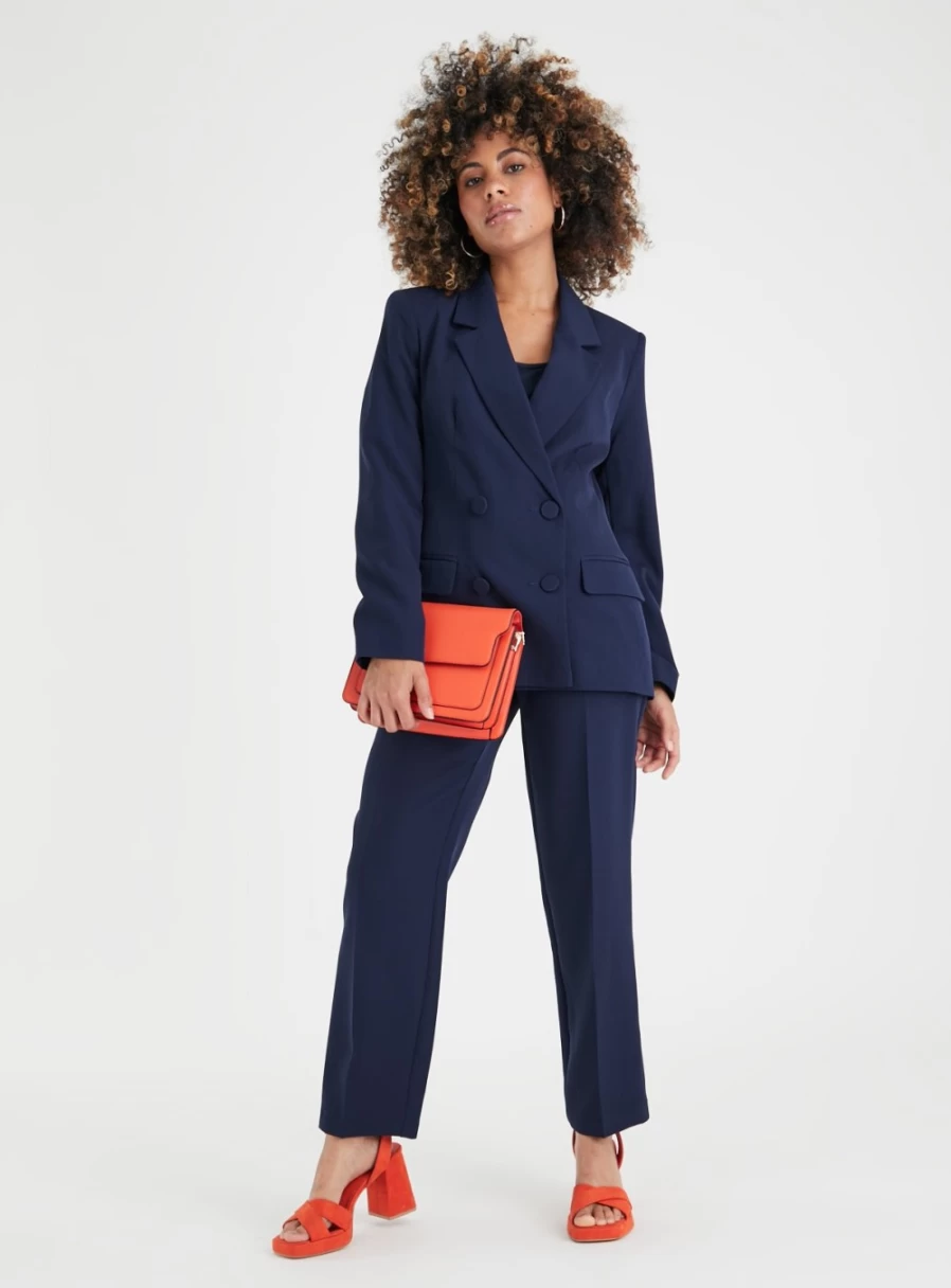 Tu Petite Women's Navy Straight Leg Trousers - Petite Size 20 Slim Fit Office Pants