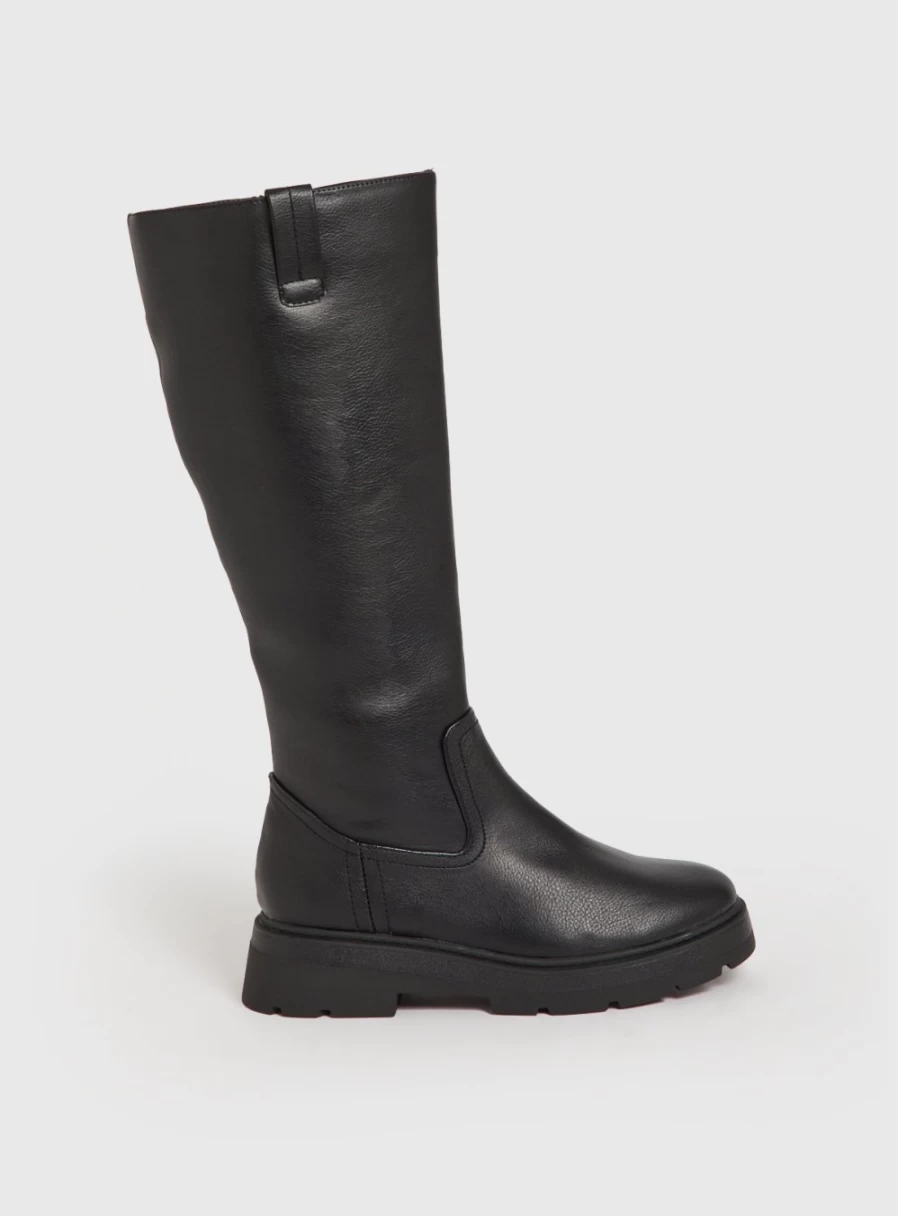 Tu Women's Black Faux Leather Knee-High Chelsea Boots - Size 7
