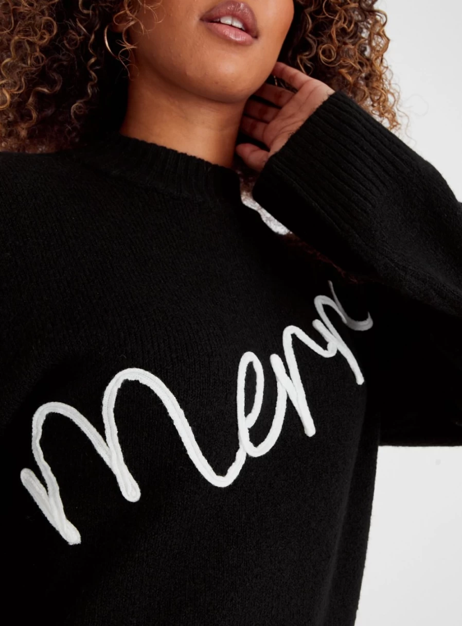 Tu Women's Christmas Black Merry Jumper 20 - Festive Holiday Sweater