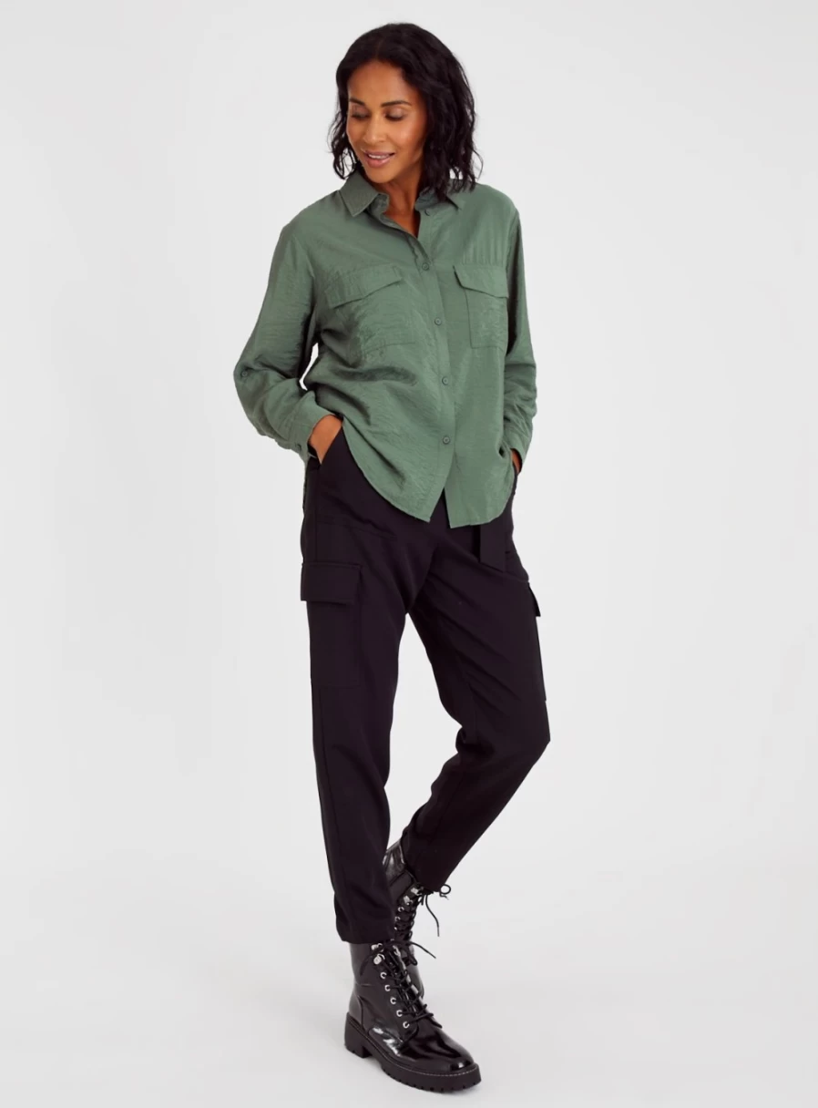 "Tu Women's Khaki Utility Shirt - Stylish Casual Top for Everyday Wear"