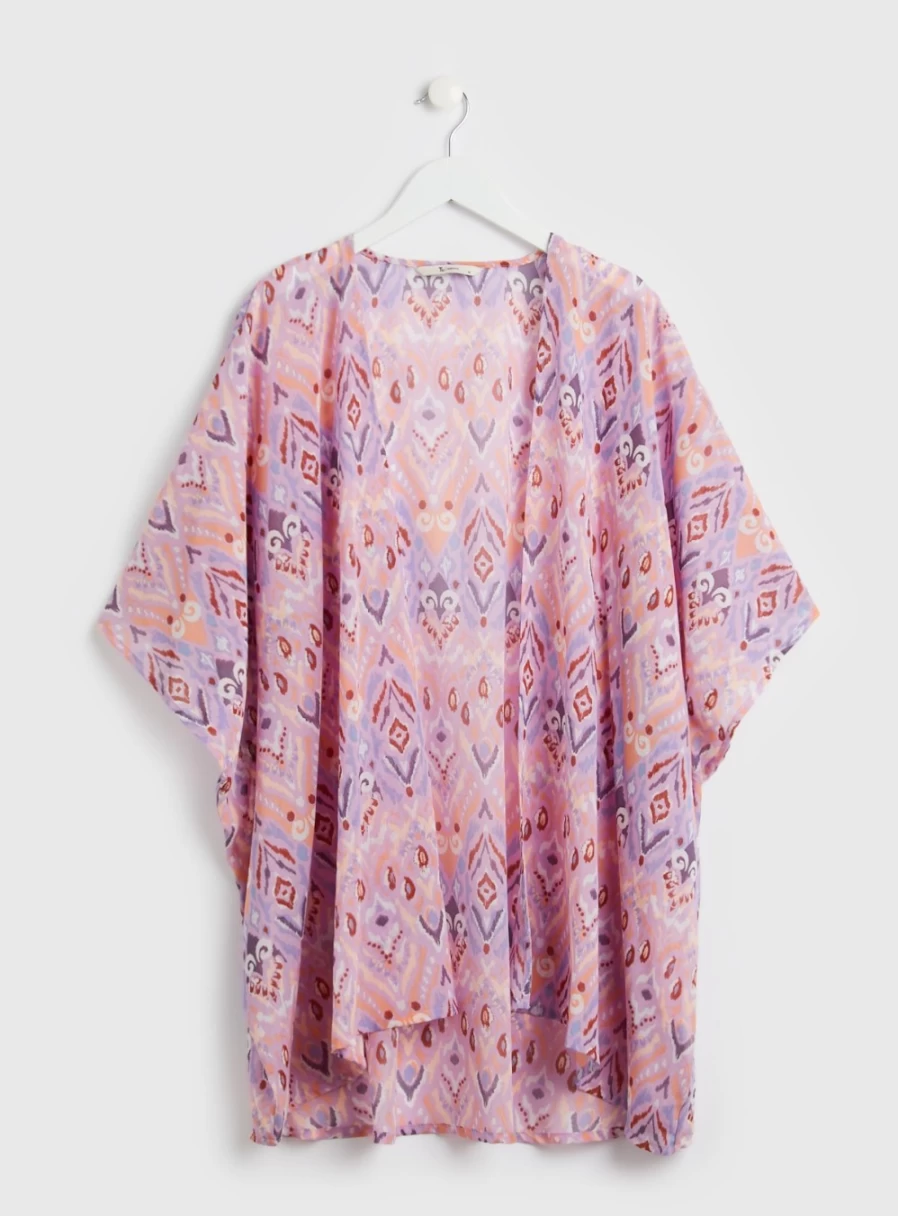 Tu Women's Lilac Aztec Print Kimono Cover Up - Boho Chic Beachwear