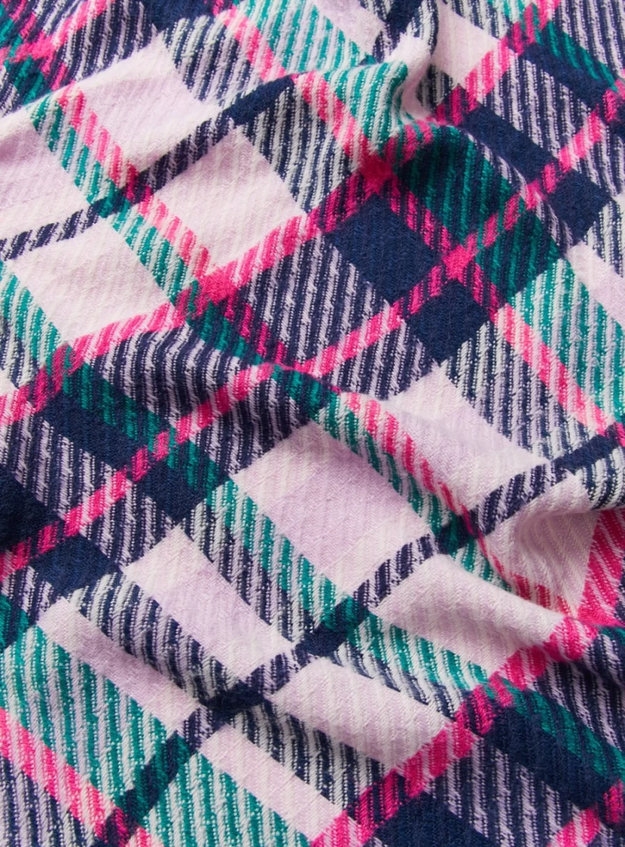 Tu Women's Lilac Check Pattern Scarf - One Size Fashion Accessory