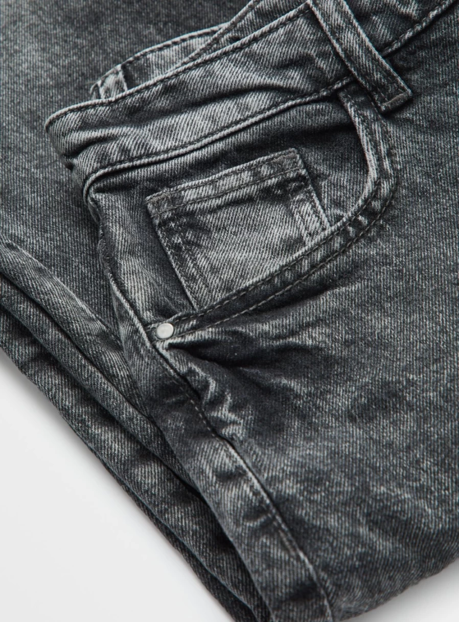 Tu Petite Women's Petite Charcoal Grey Washed High-Rise Mom Jeans Size 14 Short