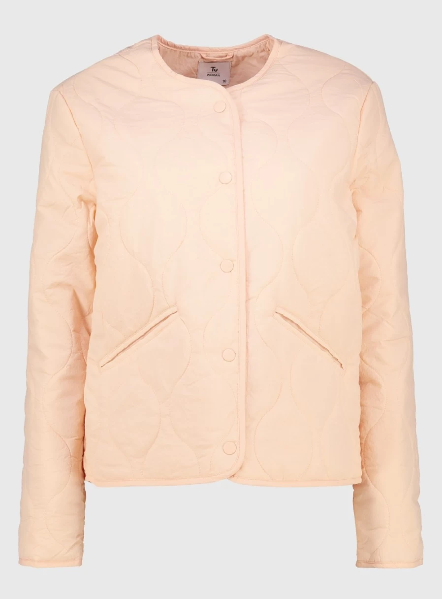 Tu Women's Peach Quilted Water-Resistant Jacket - Lightweight Outdoor Coat for All Seasons