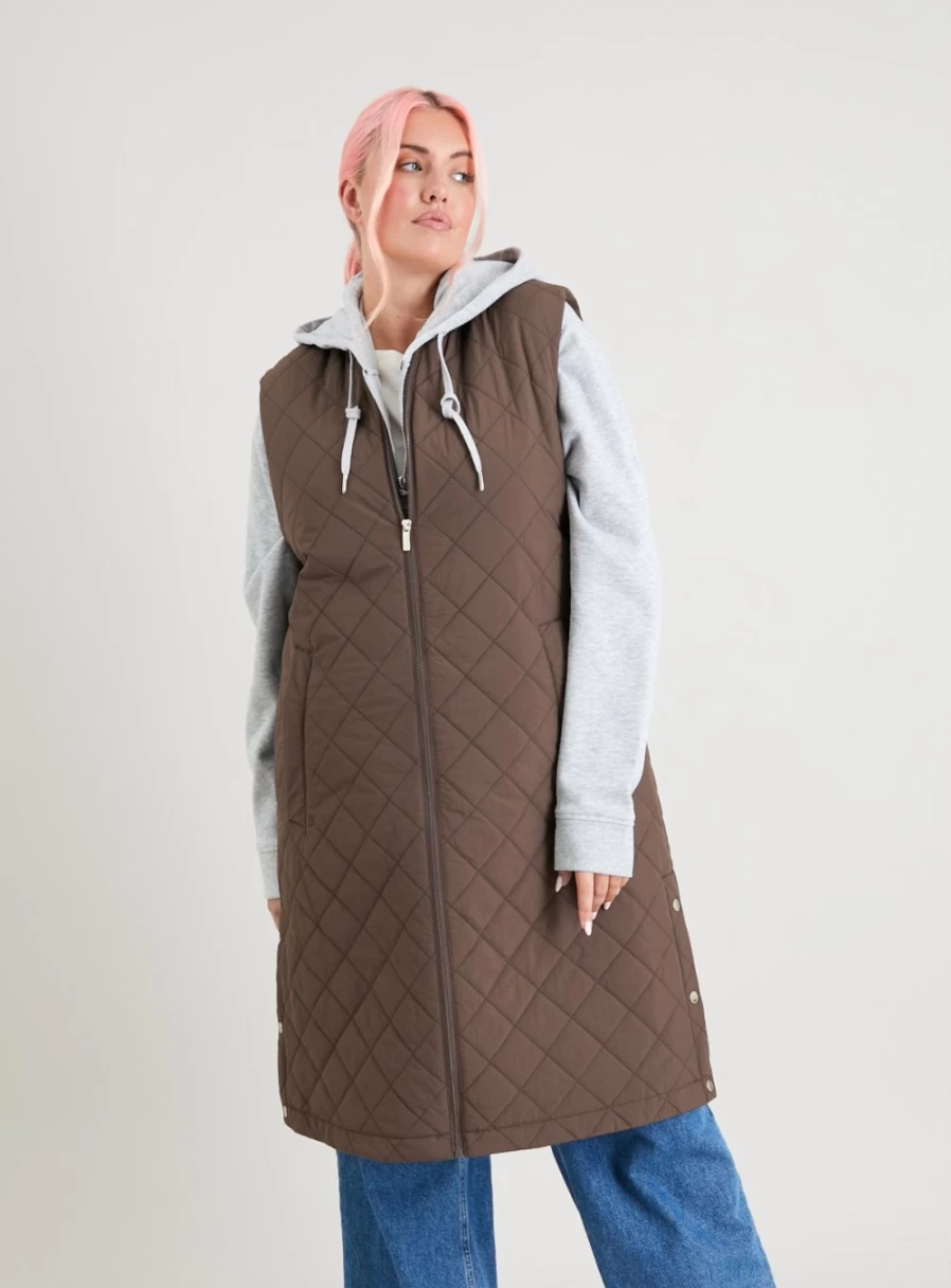 Tu Women's Brown Quilted Longline Gilet - Winter 22 Collection