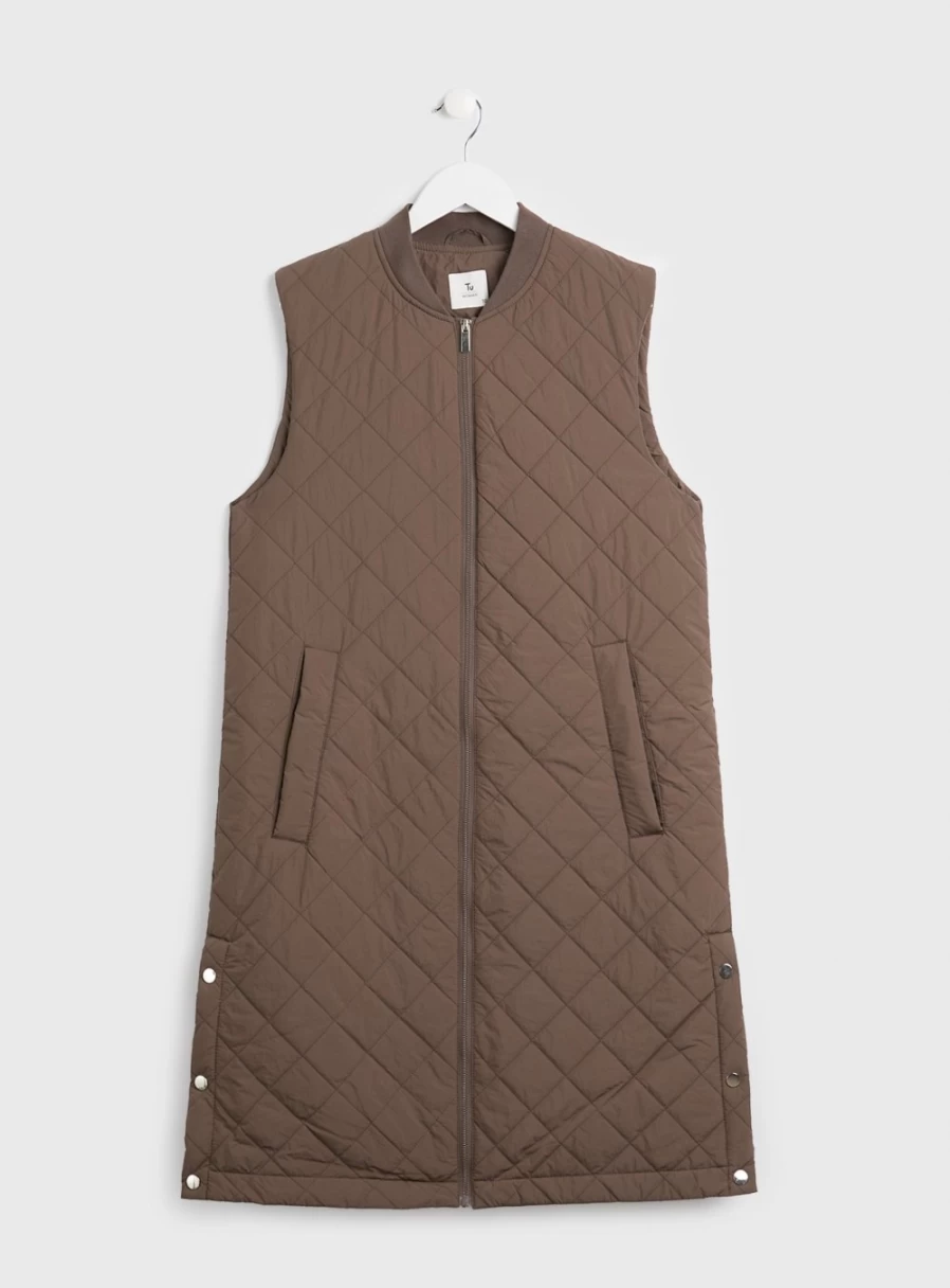 Tu Women's Brown Quilted Longline Gilet - Winter 22 Collection