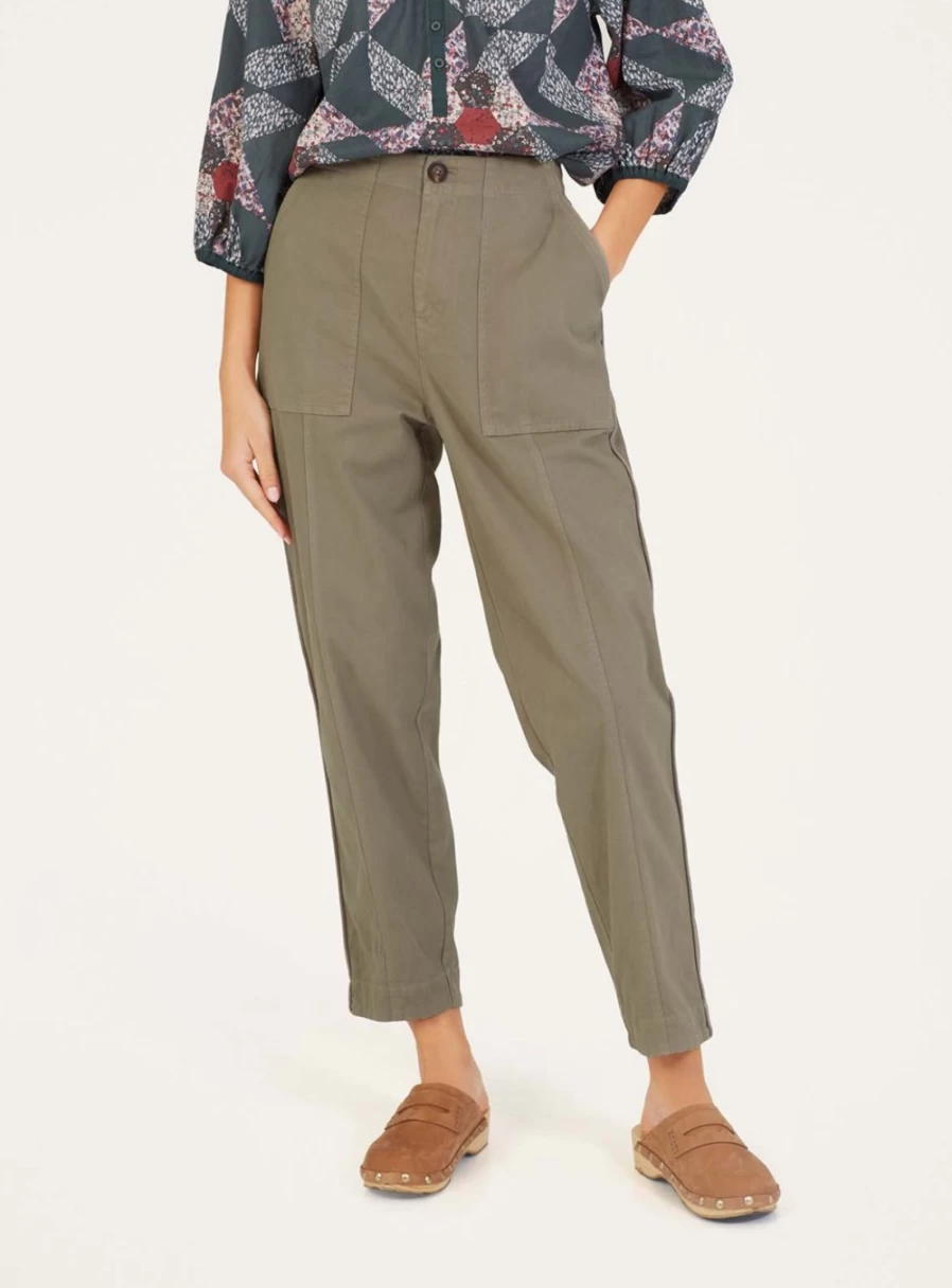 Thought Women's Lilivere Organic Cotton Carpenter Trousers - Garment Dyed Relaxed Fit