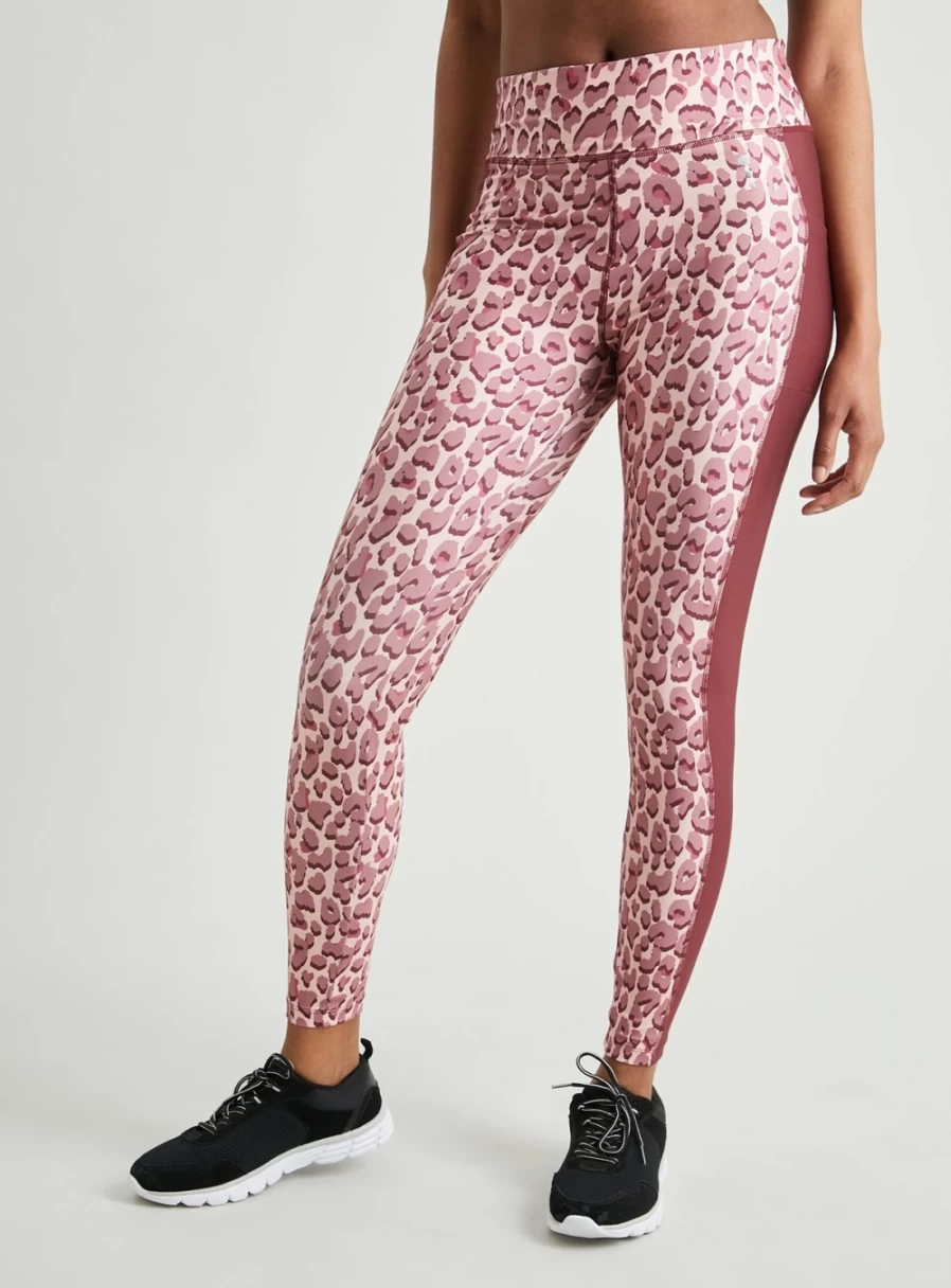 Tu Women's Active Pink Leopard Print Moisture-Wicking Workout Leggings - High Waist Yoga Pants for Fitness & Running